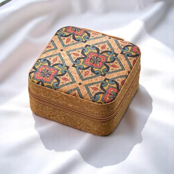 bohemian j Jewelry - Bohemian Cork Jewelry Box – Travel Organizer, Brand New